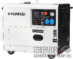 [5 кВт] Hyundai DHY 6000SE дизельный генератор в кожухе с колесами