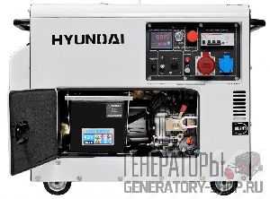 Hyundai DHY 8000SE-3 дизельный генератор в кожухе с колесами трехфазный